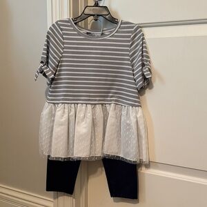 Pippa & Julie Gray and Ivory Striped Peplum Set